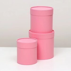 Набор круглых коробок 3 в 1, "Розовый", 16х16, 14х14, 12х12 см