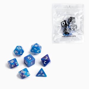 Набор кубиков для D&D (Dungeons and Dragons, ДнД) Время игры", серия:D&D,7 шт, сине-голубые