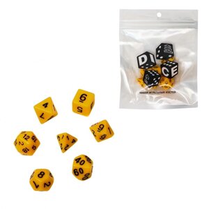 Набор кубиков для D&D (Dungeons and Dragons, ДнД) Время игры", серия: D&D, 7 шт, желтые