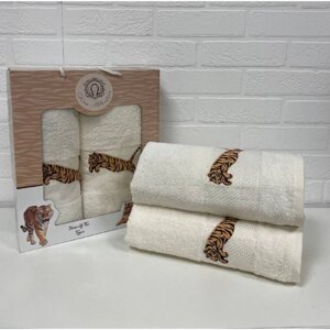 Набор махровых полотенец Diva Afrodita «Тигр» Lux, 430 гр, размер 50х90 см, 70х140 см