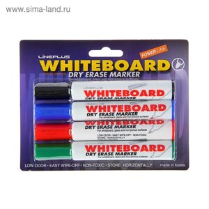 Набор маркеров для доски 4 цвета, Line Plus "600B", 2,0 мм, увеличенный запас чернил, блистер