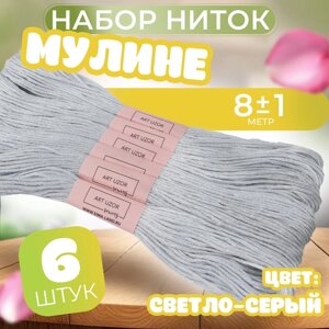 Набор ниток мулине №3064, 8 1 м, 6 шт, цвет светло-серый