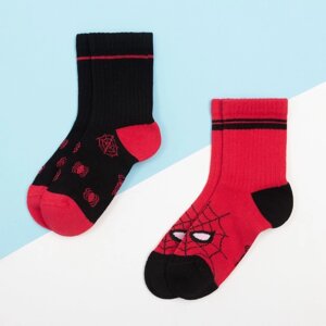 Набор носков "Человек-Паук" 2 пары, красный/чёрный, 18-20 см
