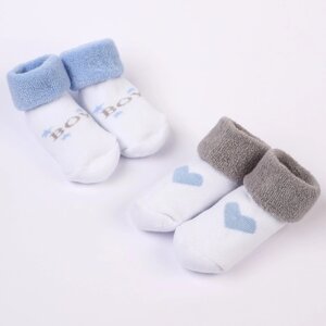 Набор носков для новорождённых 2 пары (4 шт. махровые от 0 до 6 мес., цвет голубой