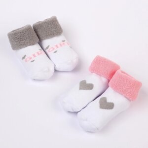 Набор носков для новорождённых 2 пары (4 шт. махровые от 0 до 6 мес., цвет розовый