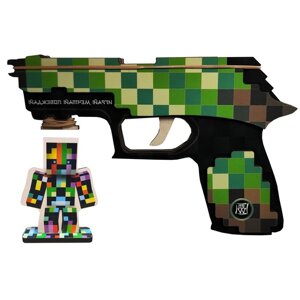 Набор "Пистолет резинкострел пиксельный зеленый + мишень"