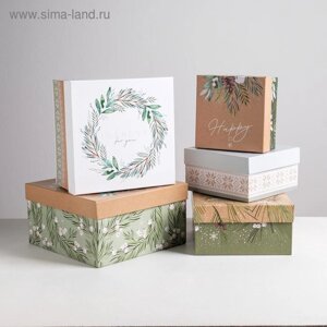Набор подарочных коробок 5 в 1 «Зимний», 14 14 8 - 22 22 12 см
