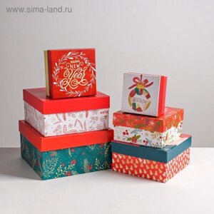Набор подарочных коробок 6 в1 «Happy new year», 10 10 6 - 20 20 11 см