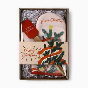 Набор подарочный Доляна "Christmas"варежка-прихватка, лопатка силикон