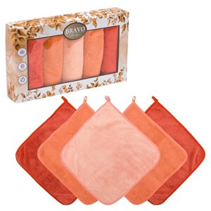 Набор полотенец «Сезон», размер 30x30 см, 5 шт, цвет оранжевый