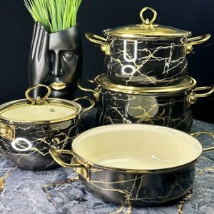 Набор посуды Lenardi «Чёрный мрамор», 7 предметов
