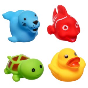 Набор резиновых игрушек для ванны «Морские друзья», 4 шт, Крошка Я