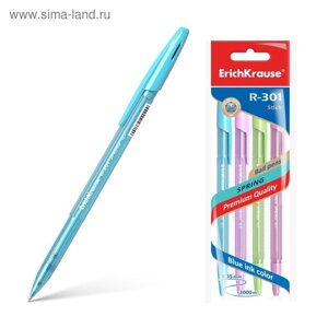 Набор ручек шариковых 4 штуки R-301 Spring, узел 0.7 мм, чернила синие, длина линии письма 1000 метров, европодвес