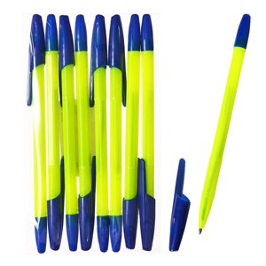 Набор ручек шариковых 8 штук LANCER Office Style 820, узел 0.5 мм, синие чернила на масляной основе, корпус желтый