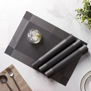 Набор салфеток сервировочных на стол Доляна «Шахматы», 4530 см, 4 шт, цвет чёрный