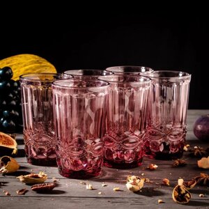 Набор стаканов стеклянных Magistro «Ла-Манш», 350 мл, 812,5 см, 6 шт, цвет розовый