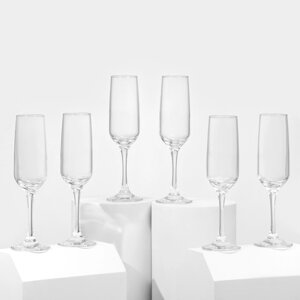 Набор стеклянных бокалов для шампанского Isabella, 200 мл, 6 шт