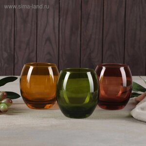 Набор стеклянных стаканов «Империя», 400 мл, 7,19,4 см, 3 шт, цвет МИКС