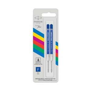 Набор стержней 2шт д/шариковой ручки Parker QuinkFlow, син, тонкие 0.8мм, блистер 2166542