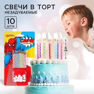 Набор свечей незадуваемые для торта, 10 шт, Человек-Паук