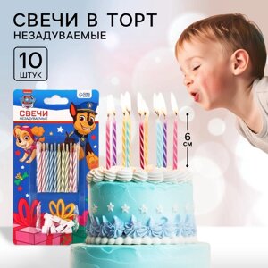 Набор свечей незадуваемые для торта, 10 шт, Щенячий патруль