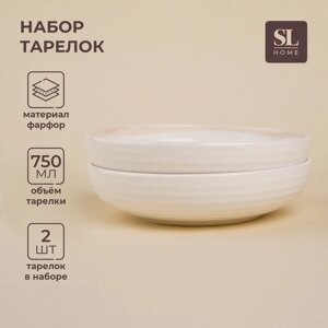 Набор тарелок фарфоровых глубоких SL Home «Гато», 750 мл, d=18,5 см, цвет белый