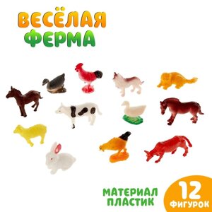 Набор животных «Весёлая ферма», 12 фигурок