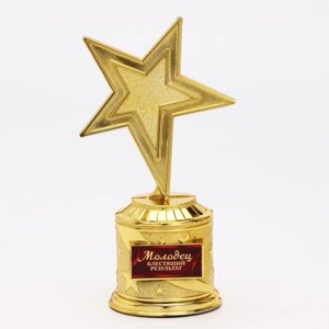Наградная фигура: звезда литая «Молодец», кубок, золото, пластик, 16 х 8.5 см.