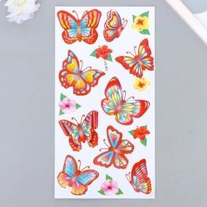 Наклейка бумага интерьерная "Бабочки и цветы" с глиттером 33х14,5 см