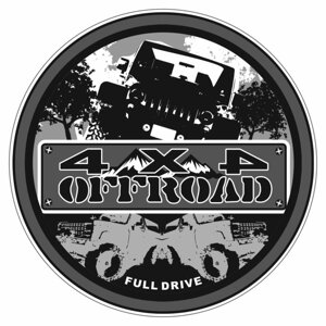 Наклейка круг "OFF ROAD 4 х 4", микс, d = 10 см