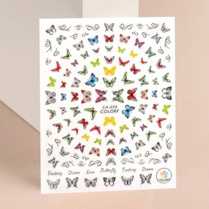 Наклейки для ногтей «Бабочки», разноцветные