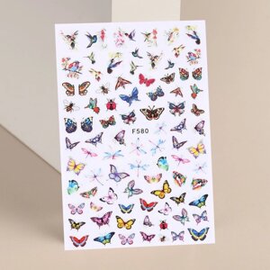 Наклейки для ногтей «Нежные бабочки», разноцветные