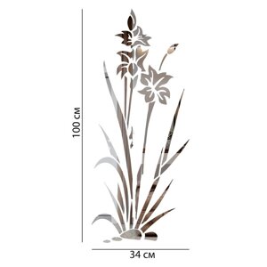 Наклейки интерьерные "Цветок", зеркальные, декор на стену, панно 100 х 34 см