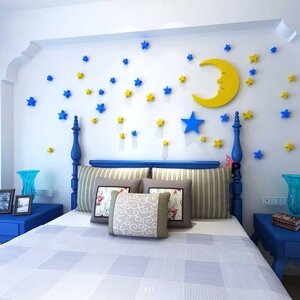 Наклейки интерьерные "Луна и звезды", детские, декор на стену, панно, 42 эл