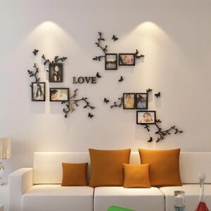 Наклейки интерьерные с фоторамками "Love", декор на стену, панно 140 х 100 см