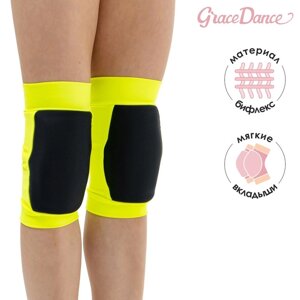 Наколенники для гимнастики и танцев Grace Dance, с уплотнителем, р. M, цвет чёрный/лайм
