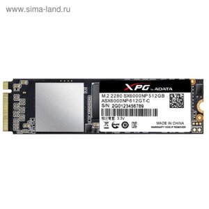 Накопитель SSD A-data XPG SX6000 pro M. 2 2280 ASX6000PNP-512GT-C, 512гб, PCI-E x4