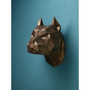 Настенная фигура "Голова собаки", полистоун, 35 см, золото, Иран, 1 сорт