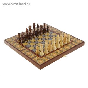 Настольная игра 3 в 1 "Мозаика"шахматы, нарды, шашки, доска дерево 40 х 40 см