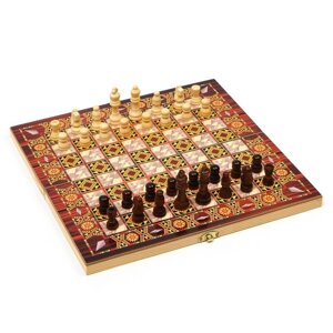 Настольная игра 3 в 1 "Узоры"нарды, шашки, шахматы, 29 х 29 см