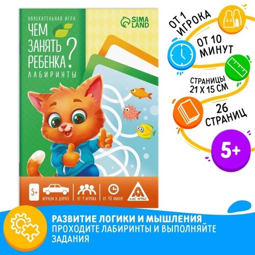 Настольная книга-игра «Чем занять ребёнка? Лабиринты», А5, 26 страниц, 5+