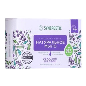 Натуральное туалетное мыло Synergetic "Эвкалипт и шалфей", гипоаллергенное, 90 г