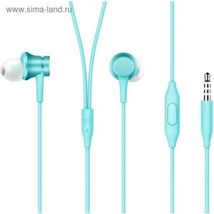 Наушники Xiaomi Piston Fresh Bloom HSEJ03JY, вакуумные, микрофон, 98дБ, 3.5мм,1.25м, голубые