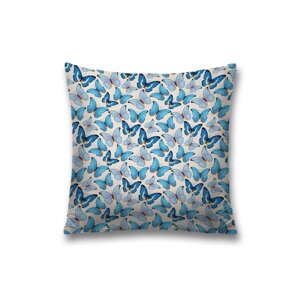 Наволочка декоративная «Голубые бабочки», на молнии, размер 45х45 см