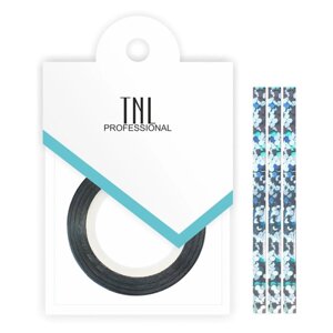 Нить для дизайна ногтей на клеевой основе TNL, 3 мм, голубая голография