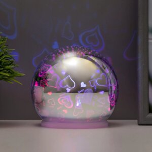 Ночник "Зеркальный шар любовь" LED RGB от батареек 2хАА хром 10х10х10см RISALUX