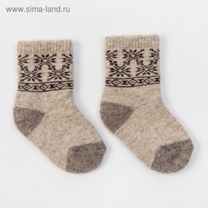 Носки детские из монгольской шерсти "Снежинки", цвет серый, размер 12-14 см (2)