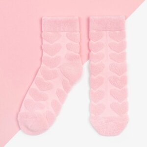 Носки для девочки махровые KAFTAN «Сердечки», размер 16-18 см, цвет розовый