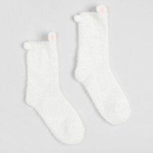 Носки махровые MINAKU с ушками, цвет белый, размер 36-39 (23-25 см)