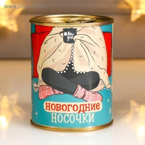 Носки в банке "Новогодние носочки"женские, микс)